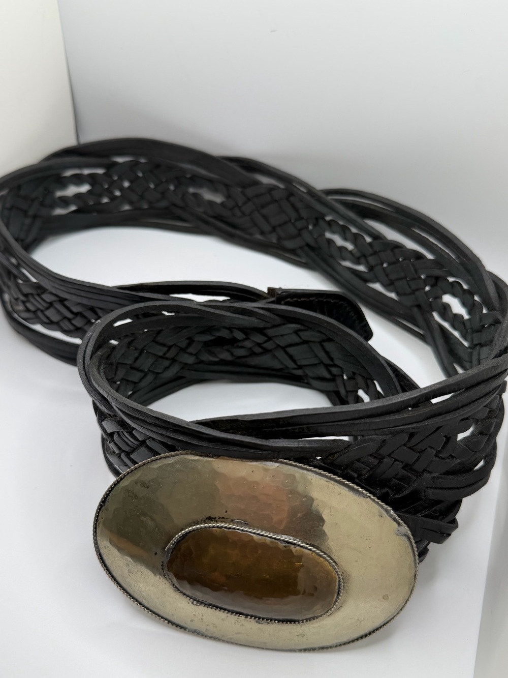 Black Braided Leather Belt